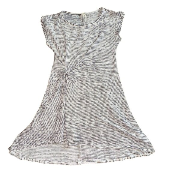 Max Studio Textured, Cap Sleeve Textures Asymmetricl Dress-White/Black-Size L-GU - Picture 2 of 8